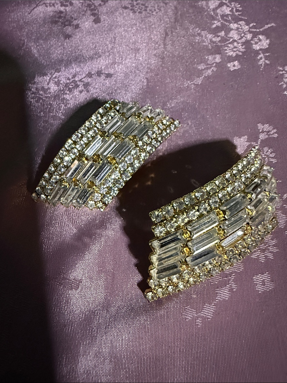 Crystal Pavé Gold-Tone Curved Clip-On Earrings - Clear